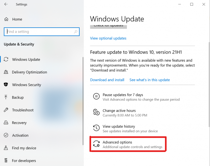 Windows Update Window